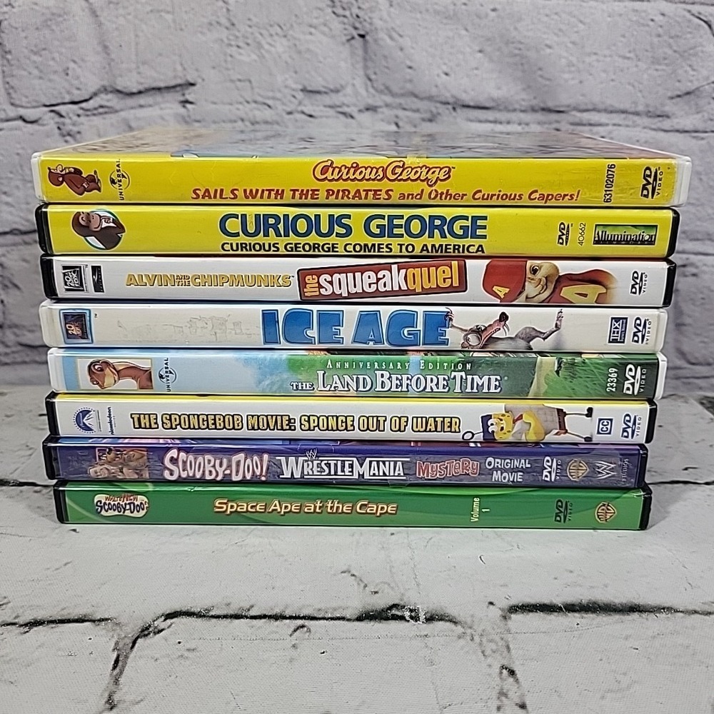 Kids Family Movies DVD Lot - 8 Scooby-Doo Curious George Alvin Chipmunks Ice Age